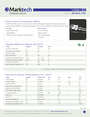 MT900A-UR2 Datasheet PDF Marktech Optoelectronics