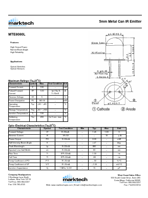 MTE8080L Datasheet PDF Marktech Optoelectronics