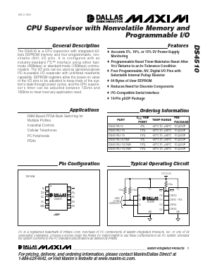 DS4510U-15/T Datasheet PDF Maxim Integrated