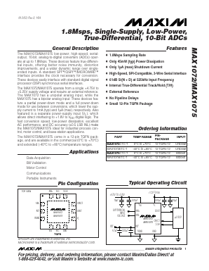 MAX1072 Datasheet PDF Maxim Integrated