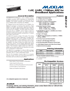 MAX1213 Datasheet PDF Maxim Integrated