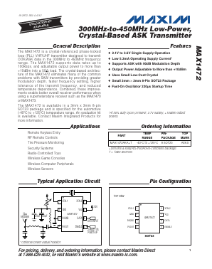 MAX1472AKA-T Datasheet PDF Maxim Integrated