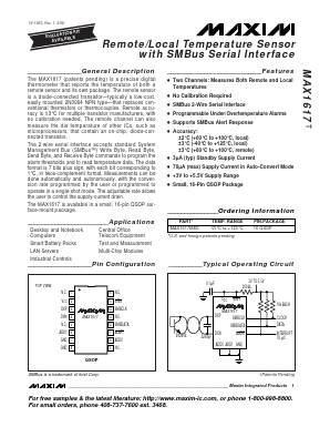 MAX1617MEE Datasheet PDF Maxim Integrated