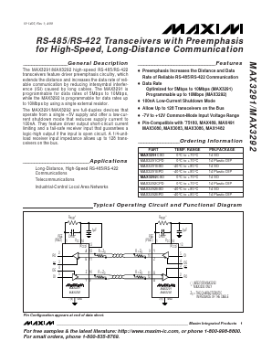 MAX3291 Datasheet PDF Maxim Integrated