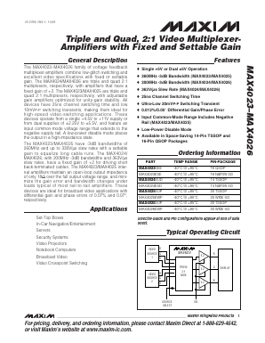 MAX4026 Datasheet PDF Maxim Integrated