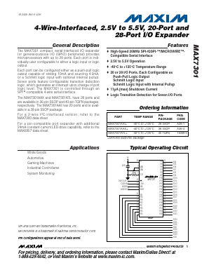 MAX7301 Datasheet PDF Maxim Integrated