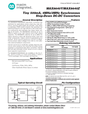 MAX8640YEXT25+T Datasheet PDF Maxim Integrated