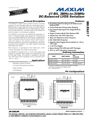 MAX9217 Datasheet PDF Maxim Integrated