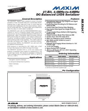 MAX9247 Datasheet PDF Maxim Integrated