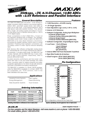 MAX1291 Datasheet PDF Maxim Integrated