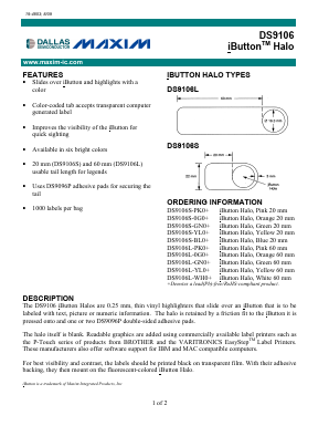 DS9106L-0G0+ Datasheet PDF Maxim Integrated