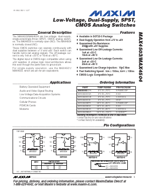 MAX4504CSA Datasheet PDF Maxim Integrated