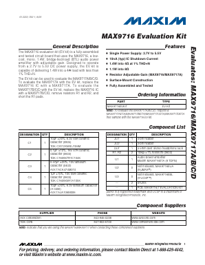 MAX9716EVKIT Datasheet PDF Maxim Integrated