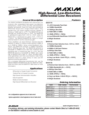 MAX4144 Datasheet PDF Maxim Integrated