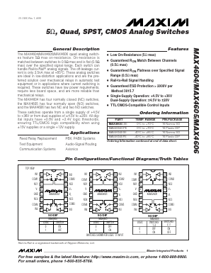MAX4606EPE Datasheet PDF Maxim Integrated