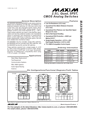 MAX4601CPE Datasheet PDF Maxim Integrated