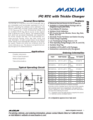 DS1340 Datasheet PDF Maxim Integrated