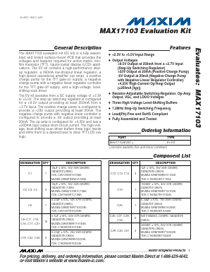 MAX17103EVKIT Datasheet PDF Maxim Integrated