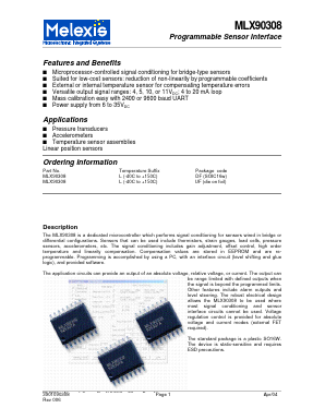 MLX90308 Datasheet PDF Melexis Microelectronic Systems 