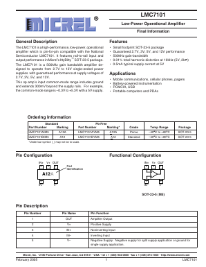 LMC7101AYM5TR Datasheet PDF Micrel