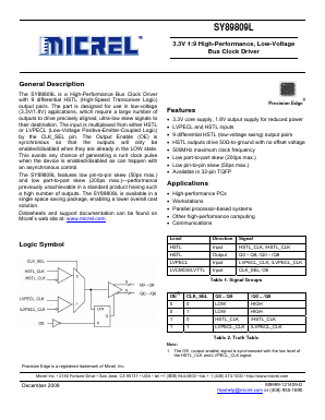 SY89809LTCTR Datasheet PDF Micrel