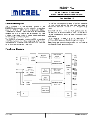 KSZ8041NLJ Datasheet PDF Micrel