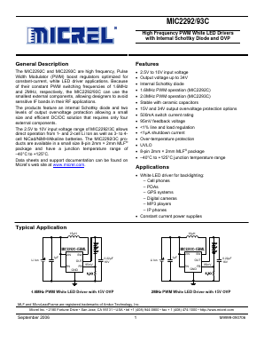 MIC2292C-15YML Datasheet PDF Micrel
