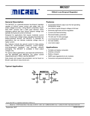 MIC5237-5.0BT Datasheet PDF Micrel