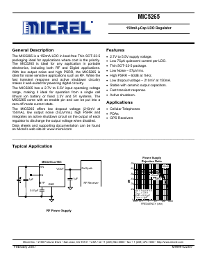 MIC5265-1.85YD5 Datasheet PDF Micrel