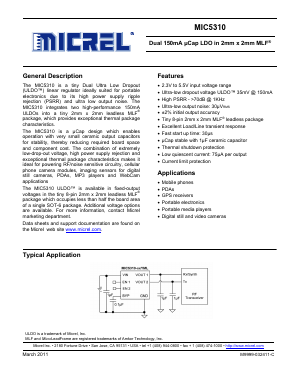 MIC5310-2.7/2.7YML Datasheet PDF Micrel