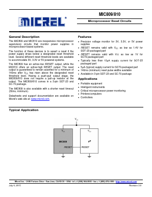 MIC809J Datasheet PDF Micrel
