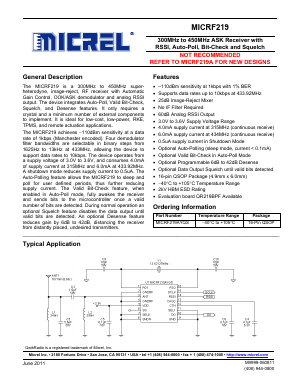 MICRF219AYQS Datasheet PDF Micrel