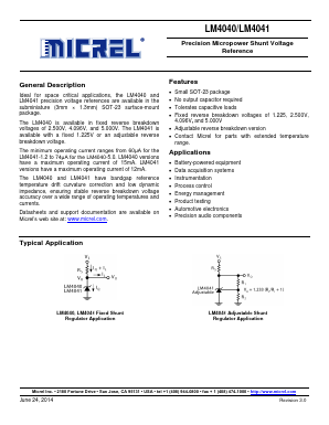 LM4040DYM3-5.0 Datasheet PDF Micrel