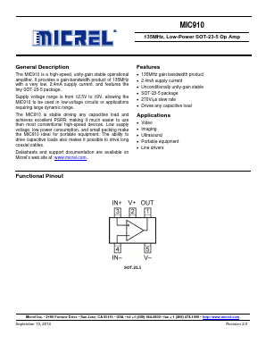MIC910 Datasheet PDF Micrel