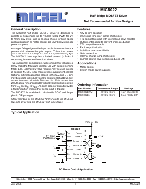 MIC5022 Datasheet PDF Micrel