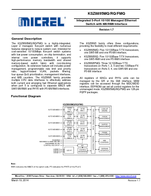 KSZ8895FMQITR Datasheet PDF Micrel