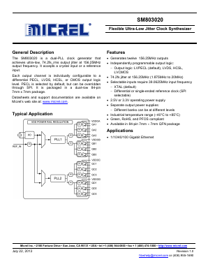 SM803020UMYR Datasheet PDF Micrel