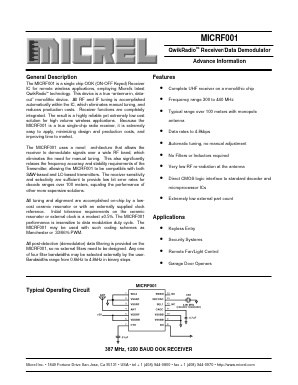 MICRF001BN Datasheet PDF Micrel