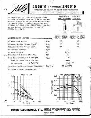 2N5812 Datasheet PDF Micro Electronics