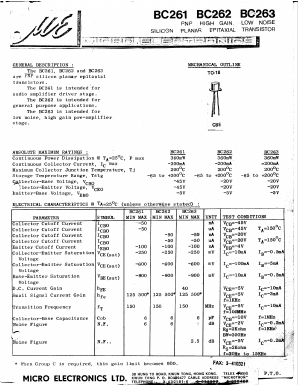 BC261C Datasheet PDF Micro Electronics