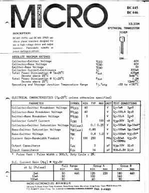 BC445 Datasheet PDF Micro Electronics