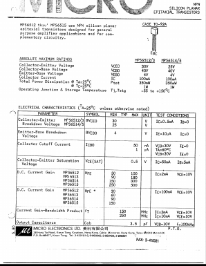 MPS651S Datasheet PDF Micro Electronics