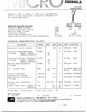 2SD592 Datasheet PDF Micro Electronics