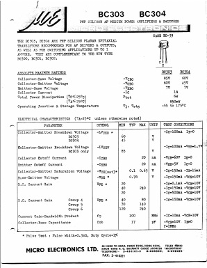 BC303 Datasheet PDF Micro Electronics