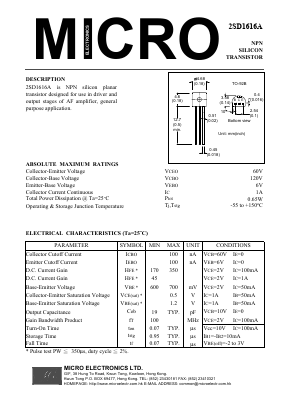 D1616A Datasheet PDF Micro Electronics