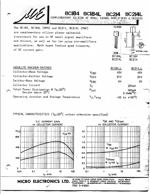 BC214L Datasheet PDF Micro Electronics