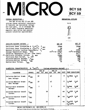 BCY59 Datasheet PDF Micro Electronics