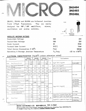 2N5486 Datasheet PDF Micro Electronics