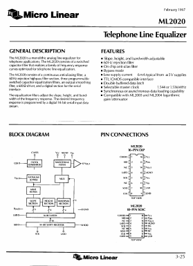ML2020CP Datasheet PDF Micro Linear Corporation