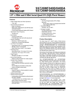 SST26WF040B-104I/SN Datasheet PDF Microchip Technology
